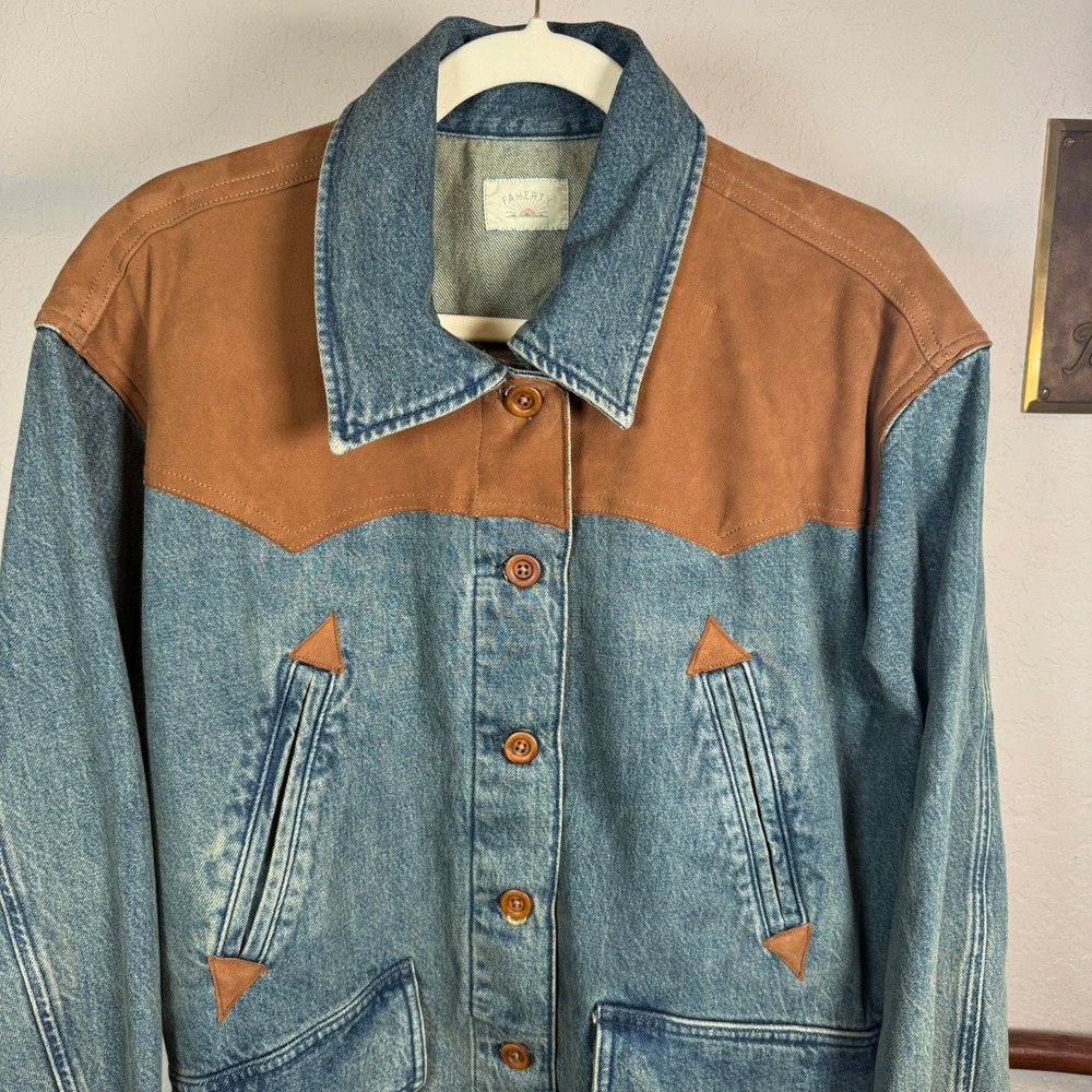 Faherty Ridge Back Denim Suede Jacket Creekside Indigo Wash WOH2510 L/XL New - Picture 2 of 10